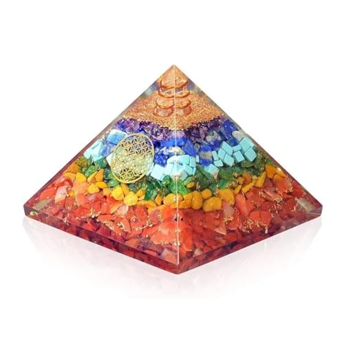 Glazzle Sipps Company Seven Chakra Orgone Real Crystal Pyramid, EMF Protection, Spiritual Energy Healing Stones, Mindfulness Crystal Pyramid, Holistic Wellness Tool for Chakra Healing