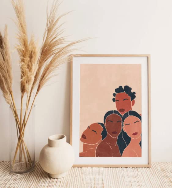 ShopHaven Black Girls Faces Wall Art - Multicultural Women Artwork - Beautiful Black Women Poster - 11x14 - Unframed - Decor for Home, Bedroom, Dorm, Gift 