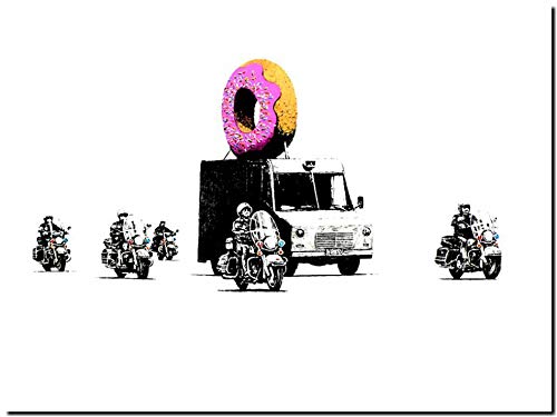 BANKSY STREET ART CANVAS PRINT Donut police"" stencil poster Paintings Landscape Oil Painting Original Drawing Photo Wall (8x10inch NO Framed)
