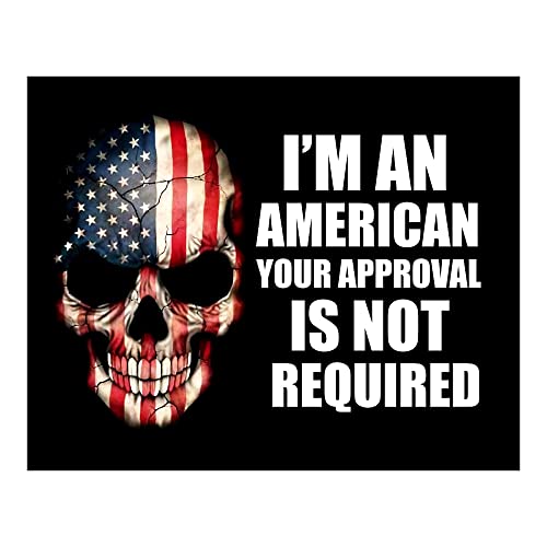 I'm An American - Patriotic Wall Art Poster, This American Flag Skull Wall Decor Is An Ideal Inspirational Art For Home Decor, Bedroom Decor, Man Cave Room Decor, or 4th Of July, Unframed - 8x10