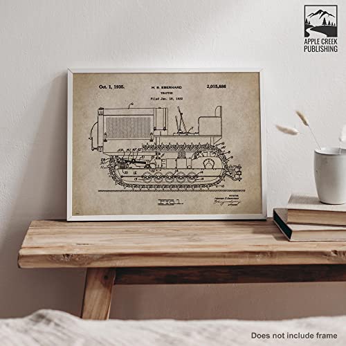 Caterpillar Tractor Patent Poster Art Print 11X14 Wall Decor Picture Vintage Construction Heavy Equipment