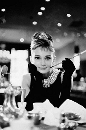 Audrey Hepburn Movie (Breakfast at Tiffany's, with Cigarette) Poster Print - 24x36