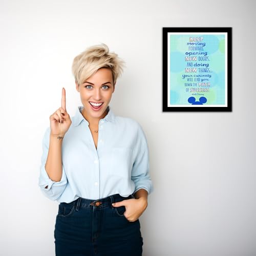 Walt Disney Quotes Wall Art- Keep Moving Forward To Success!, Modern Mickey Art Print, inspirational Wall Decor For Home Decor, Office & Classroom Décor. Unframed- 8x10"