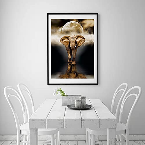 Elephant Canvas Print Wall Art,15.7 x 23.6 Unframed African Elephant Wall Art Painting,Black and Gold Poster Modern Art Decor Poster for Kids Bedroom Living Room Bathroom Home Office Decorations