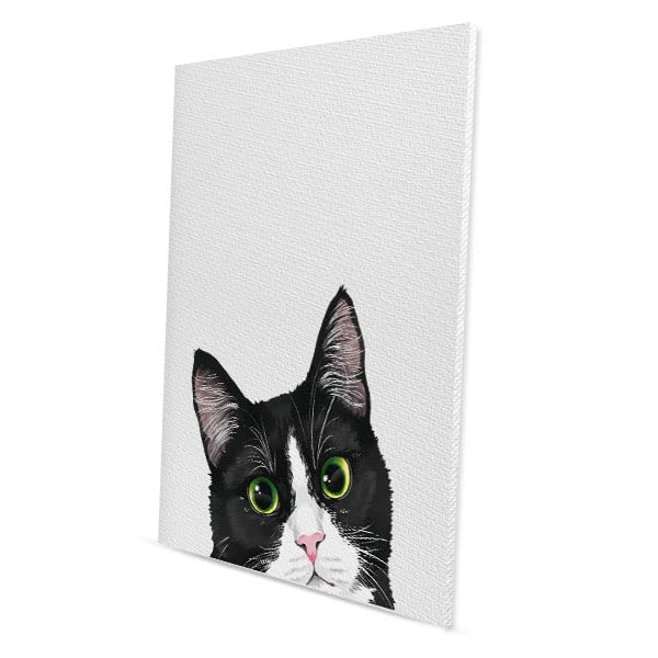 WIRESTER Black White Tuxedo Cat Canvas Prints Artwork Wall Art Poster for Home Office Living Room Decorations 8 x 10 inch