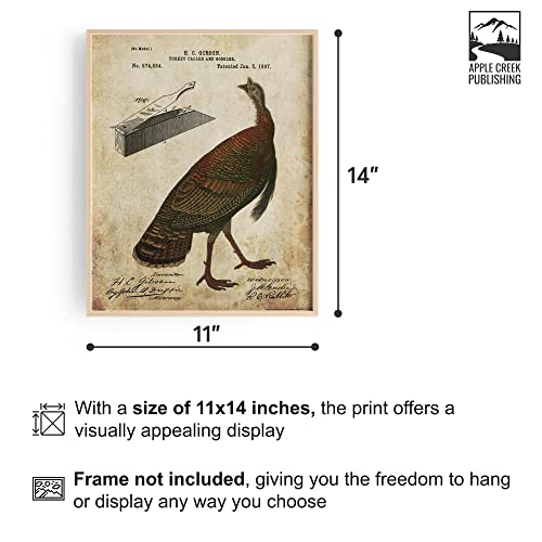 Apple Creek Turkey Hunting Box Call Patent Poster Art Print Reproduction 11x14 Wall Decor Pictures