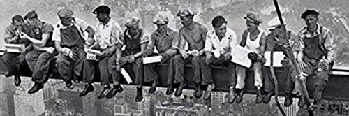 Buyartforless Men ATOP a Skyscraper Steel Beam Lunchtime ATOP NYC by John C Ebbets 36x12 Photographic Art Print Poster Historical Black and White