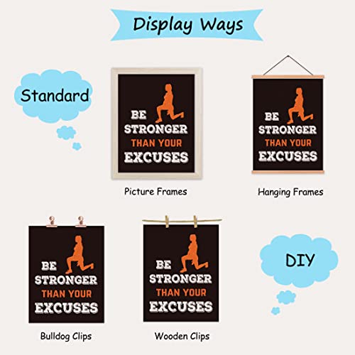 Sports Art Print,Inspirational Fitness Quote Wall Art Print,Motivational Workout Bodybuilding Phrases Art Painting , Set of 4 Art Posters（8 " x10 " ）Gym Training Sport Poster For Gym Home Decor