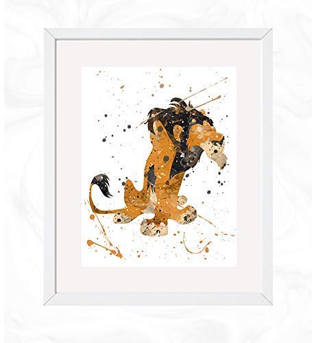 Scar Prints, The Lion King Disney Watercolor, Nursery Wall Poster, Holiday Gift, Kids and Children Artworks, Digital Illustration Art