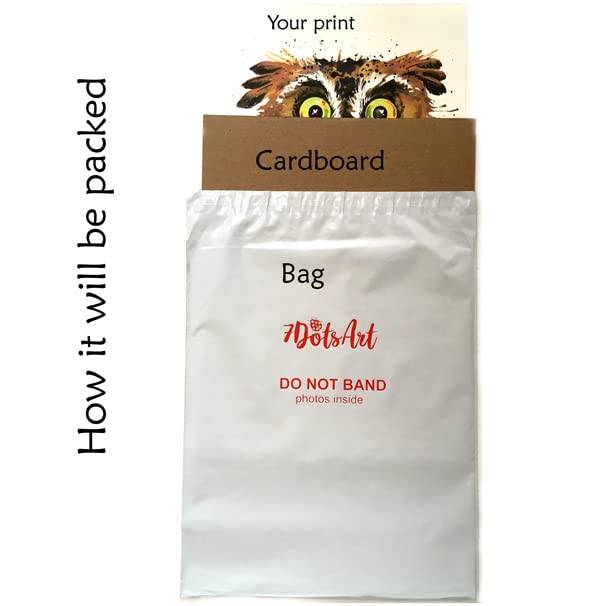 7Dots Art. Mom and baby. Watercolor Art Print, poster 8"x10" on Fine Art thick Watercolor paper for childrens kids room, bedroom, bathroom. Wall art decor with Animals for boys, girls. (Foxes)