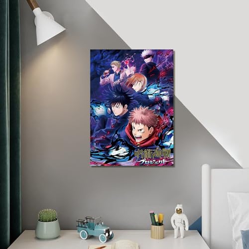 KAIWALK Jujutsu Kaisen Poster Anime Characters Print on Canvas Painting Wall Art for Living Room Decor Boy Gift (Unframed, Q-Jujutsu Kaisen 3-1pcs)
