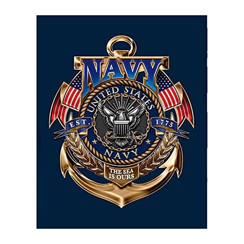 US Navy Gold Anchor Crest - Military Wall Art, United States Military Wall Decor, Motivaitonal Wall Art Print for Home Decor, Bedroom Living Room Decor For Wall, Office Decor, Unframed - 8x10