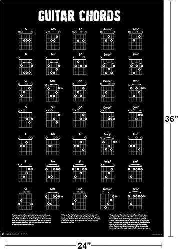 Guitar Chords BW Cool Wall Decor Art Print Poster 24x36