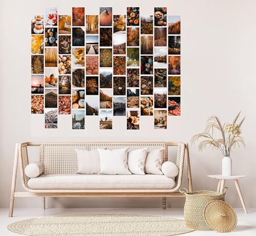 Fall Autumn Pumpkin Posters For Room Aesthetic - 4x6 Inches Set Of 60 Autumn Wall Art - Fall Room Decor - Fall Wall Art - Fall Prints - Fall Bedroom Decor - Halloween Posters - Autumn Wall Decor -