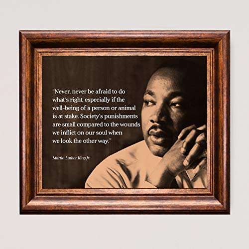 Never Be Afraid To Do What's Right - Inspirational MLK Jr. Quotes Wall Art Poster, Mlk Silhouette Wall Art Decor Print For Home Decor, Office Decor, School & Library Decor, Unframed-10x8"