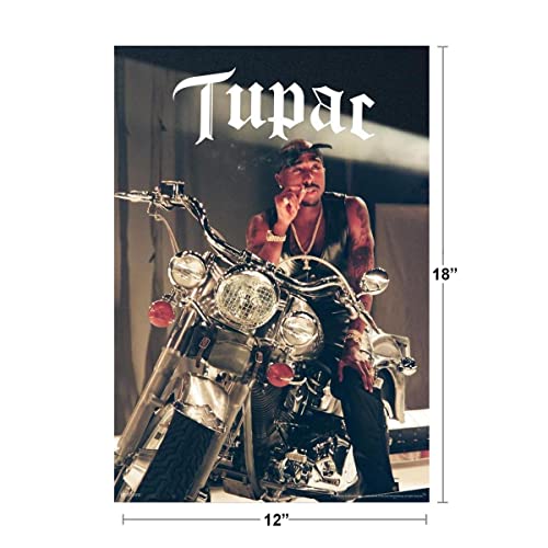 Tupac Posters 2Pac Poster Motorcycle Photo Photo 90s Hip Hop Rapper Posters For Room Aesthetic Mid 90s 2Pac Memorabilia Rap Posters Music Merchandise Merch Cool Wall Decor Art Print Poster 12x18