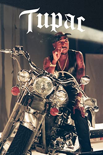 Tupac Posters 2Pac Poster Motorcycle Photo Photo 90s Hip Hop Rapper Posters For Room Aesthetic Mid 90s 2Pac Memorabilia Rap Posters Music Merchandise Merch Cool Wall Decor Art Print Poster 12x18