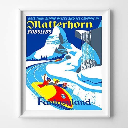 Disneyland Matterhorn Bobsleds Fantasyland Wall Art Poster Home Decor Print Vintage Artwork Reproduction - Unframed