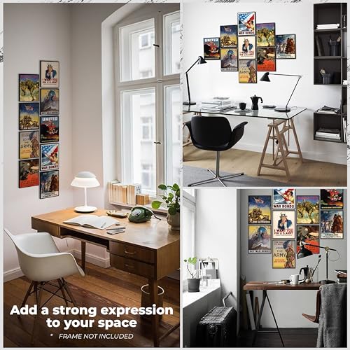 97 Decor Vintage WW2 Poster - WW2 Memorabilia, World War 2 Gifts for Men, Military Recruitment Posters, WWII Propaganda Wall Art Prints, Us Army Axis Pictures WW2 Artwork Decorations (8x10 UNFRAMED)