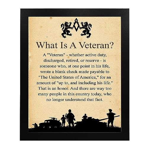 What Is A Veteran - Inspiring Patriotic Wall Art Sign, This Ready to Frame USA Military Silhouette Poster Print Is An Ideal Wall Art For a Home, Shop, Office & Restaurants Wall Decor Unframed -8x10"