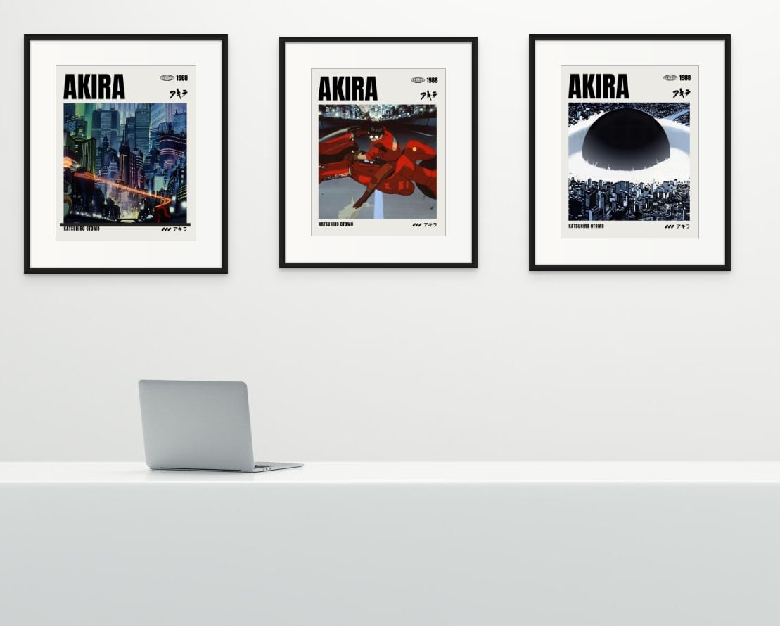 Ouroboros Art & Design - Akira - Japanese Manga - Anime Movie Poster And Wall Art Picture - Print Decor - 3 Pieces - 8x10'' Inch Unframed