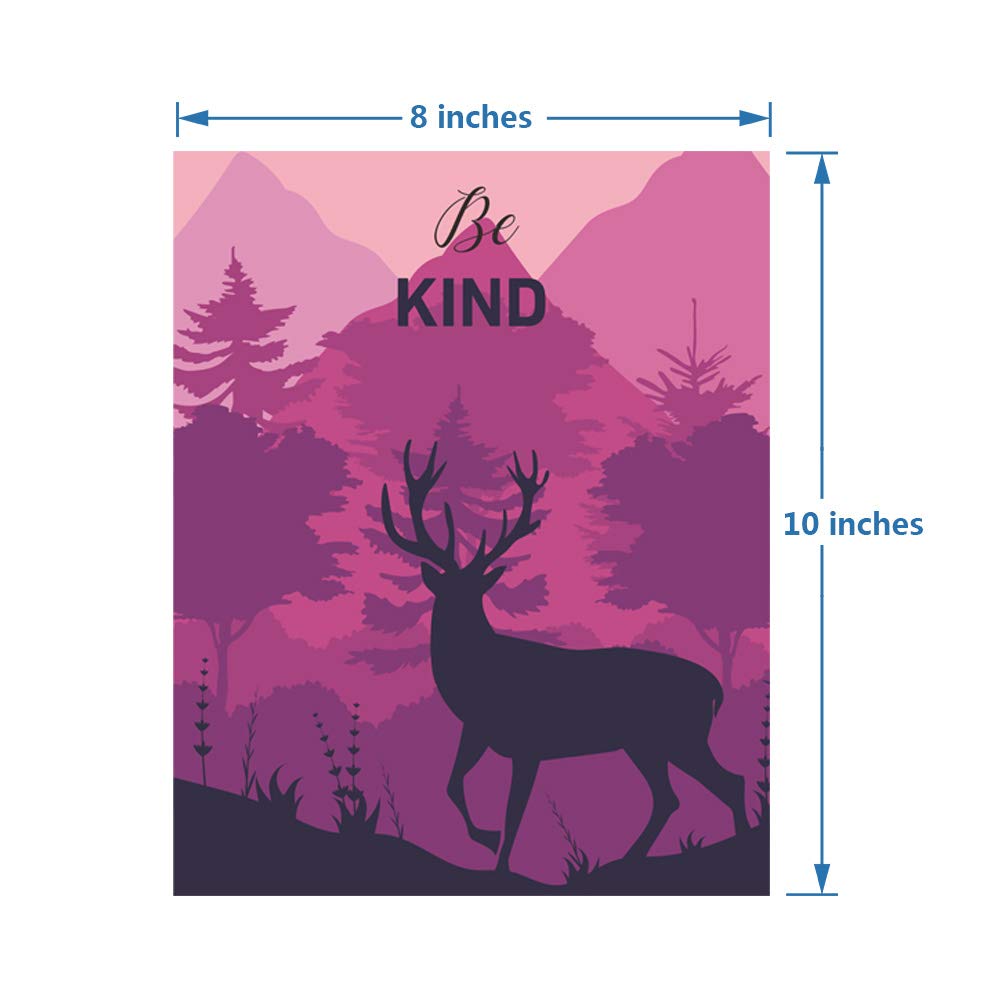heshengzaixian Adventure Woodland Inspirational Quotes Canvas Wall Art, Forest Mountain Nature Landscape Painting Explore Motivational Wildlife Decor Poster for Boy'S Room,Set Of 4(8”x10”,Unframed)