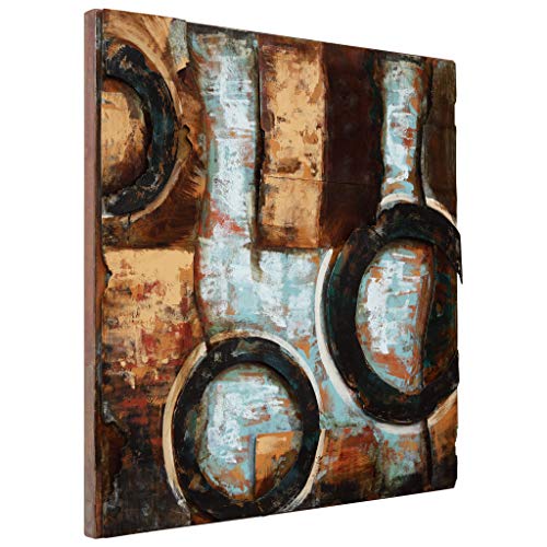 Empire Art Direct "Revolutions 1" Mixed Media Hand Painted Iron Wall Sculpture by Primo, Brown/Green/Beige