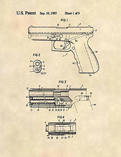 Patent Prints - Glock Pistol - Police Wall Art - Patent Art Poster (8.5 x 11) - 243