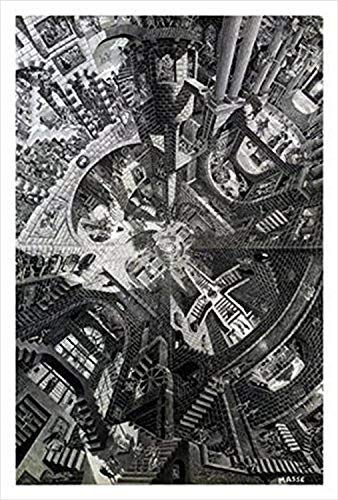Buyartforless The Atrium by Tom Masse 32x22 Surreal Illustration Architecture Art Print Poster Labyrinth of Hidden Images