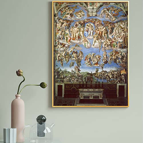 ZZPT Michelangelo Last Judgment Art Poster - Religious Wall Decor - Vintage Canvas Prints for Living Room Bedroom - Famous Painting Reproductions Unframed (12x16in/30x40cm)