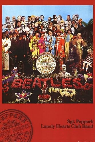 The Beatles (Sgt. Pepper's Lonely Hearts Club Band, Red) Music Poster Print - 24x36 Poster Print, 24x36 Poster Print, 24x36