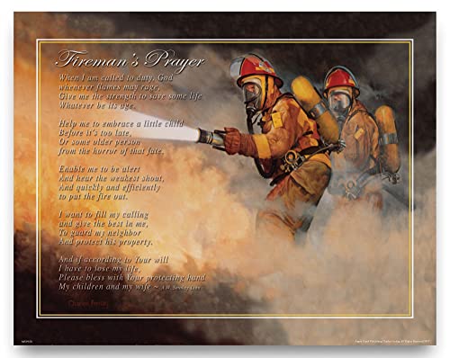 Fireman's Prayer Motivational Poster Art Print Helmet Gear 11X14 Wall Decor Picture