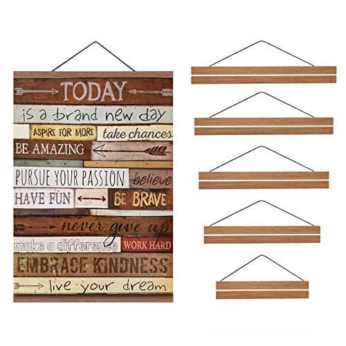 HoozGee Magnetic Poster Hanger Frame and Inspirational Motivational Wall Art Print Light Wood Wooden Magnet Canvas Artwork Prints 20x30cm Dowel Poster Hangers Frames Hanging Kit (8 Inch)