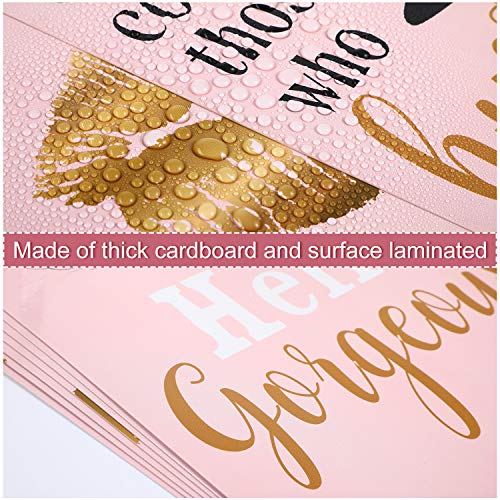 Inspiration Wall Decor, 9 Pieces Bedroom Decor for Women, Pink and Gold Makeup Lash Lips Wall Art Poster, Motivational Quotes Fashion Prints for Women Bathroom Home Decor, 8 x 10 Inch, Unframed