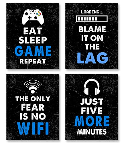 Video Game Decor Set of 4 (8”X10”), Boys Room Decorations for Bedroom, Game Room Decor, Video Game Art Gift, Video Game Print, Video Game Poster, No Frames