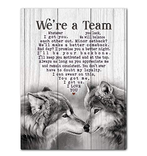 Generic We are A Team I Love You Great Gift for Wolf Lovers Framed Matte Poster - Sized 12 x 18 Inch - Perfect Print for Bedroom or Home Office - Wall Art Home Decord, White