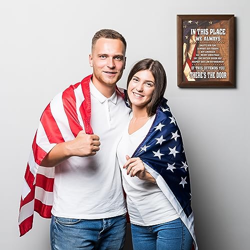 In This Place - We Salute & Support American Flag Wall Decor Poster, This Patriotic Wall Art Poster Is An Ideal Wall Art For Home Decor, Military, Office and Room Decor, Unframed - 8x10"