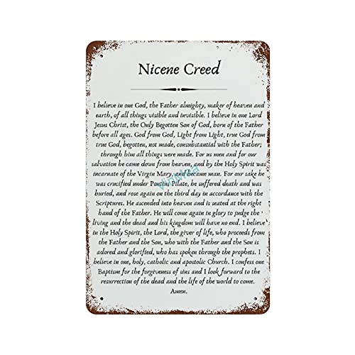 VinMea Metal Sign Nicene Creed Vintage Metal Tin Sign Poster Print Retro Wall Art Sign Decor for Home, Man Gift, Chirstian Gifts, 12x8(oyl5hnt50mrg)