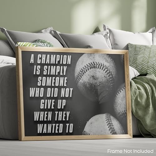 Inspirational Wall Art Co. - Champion - Baseball Talent Gift Bedroom Inspiration Motivational Quotes Posters - Poster Printing - Print for Home Office Decor - 11X14 inches