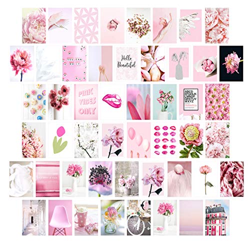 Pink Aesthetic Picture for Wall Collage, Rosy Collage Print Kit, Warm Color Room Decor for Girls, Wall Art Prints for Room, Dorm Photo Display, VSCO Posters for Bedroom - Set of 50-4x6 (Blush Pink)