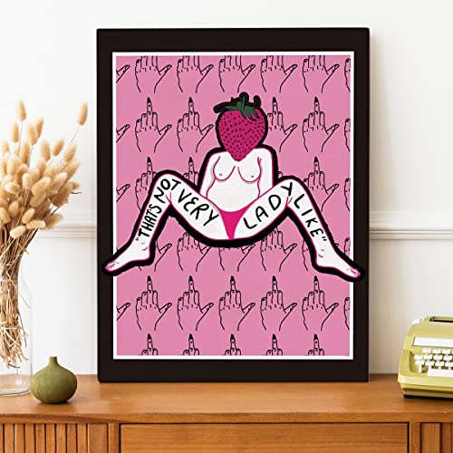 NISTOMISU That's Not Very Ladylike Canvas Prints Wall Decor Modern Feminist Pink Canvas Art Sign Canvas Poster Gifts for Home Bedroom Bathroom Decor 11.5"x15"