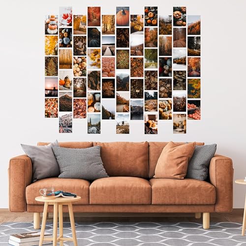 Fall Autumn Pumpkin Posters For Room Aesthetic - 4x6 Inches Set Of 60 Autumn Wall Art - Fall Room Decor - Fall Wall Art - Fall Prints - Fall Bedroom Decor - Halloween Posters - Autumn Wall Decor -