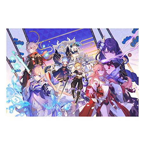 Genshin Impact Raiden Shogun Yae Miko Kaedehara Kazuha Kamisato Ayaka Wall Art Canvas Print Poster,Living Room Bedroom Bathroom Decor EMXEE (12x18 No Framed,A)