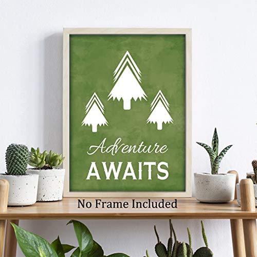 CHDITB Unframed Forest Wildlife Nursery Art Prints, Camping Wall Art Kids Room, Animals Inspirational Quotes Painting, Set Of 4（8" x10" ） Abstract Woodland Canvas Posters For Boys Classroom Decor
