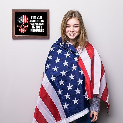 I'm An American - Patriotic Wall Art Poster, This American Flag Skull Wall Decor Is An Ideal Inspirational Art For Home Decor, Bedroom Decor, Man Cave Room Decor, or 4th Of July, Unframed - 8x10
