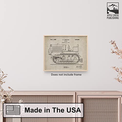 Caterpillar Tractor Patent Poster Art Print 11X14 Wall Decor Picture Vintage Construction Heavy Equipment