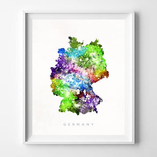 Germany Watercolor Map Wall Art Poster Home Decor Print Watercolour Artwork - Unframed