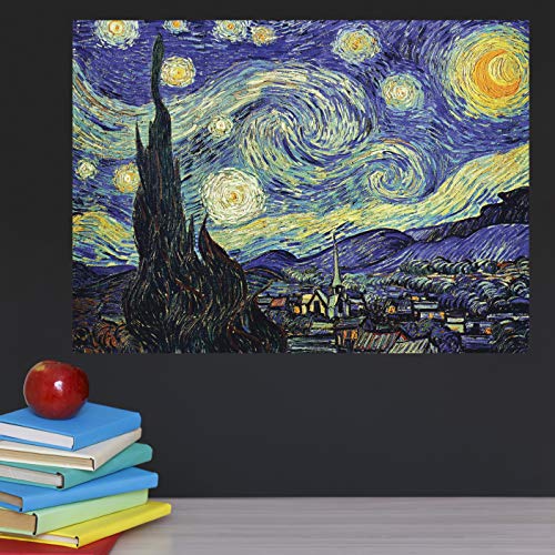 Palace Learning The Starry Night 1889 by Vincent Van Gogh - Fine Art Poster - Wall Art Print (Laminated, 18" x 24")