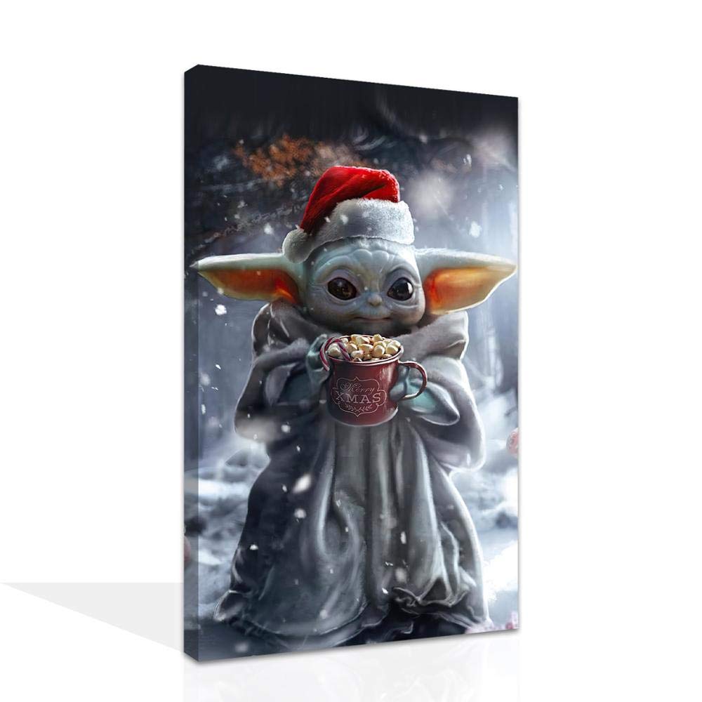 AUXVCTS Star Wars Mandalorian Baby Yoda Posters Modern Home Wall Art Canvas Print Room Wall Holiday Decoration Beautifully, (8"x12"No Framed,A)