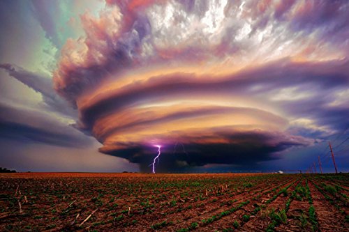 Nature Art Poster Print on Canvas 16x24in- Lightning in a Tornado (P-1002942)